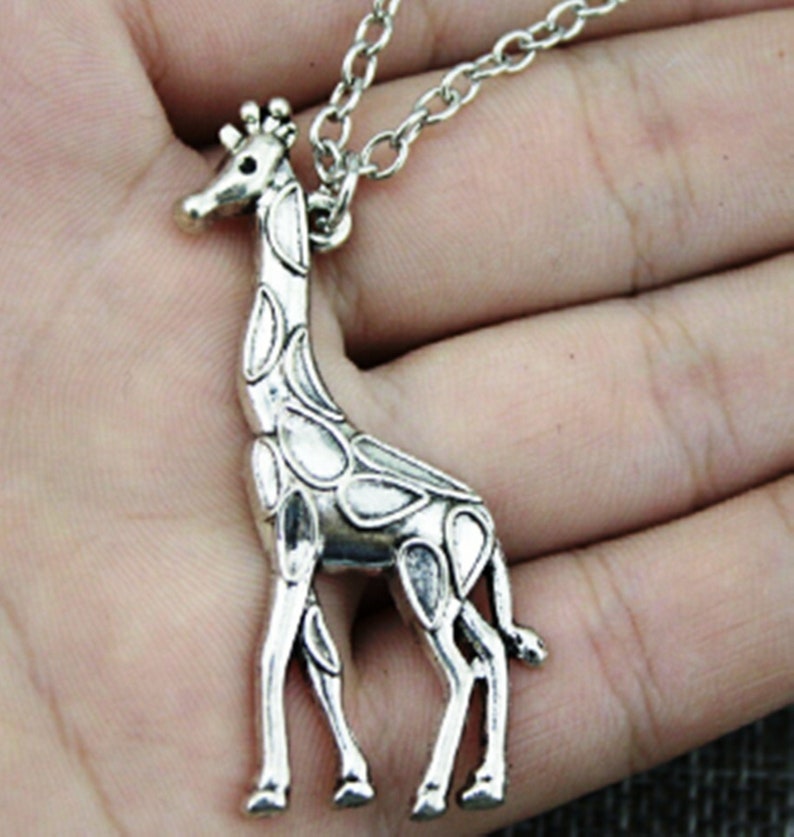 Giraffe necklace African necklace for herhim silver giraffe charm pendant and chain giraffe jewelry giraffe gift for her