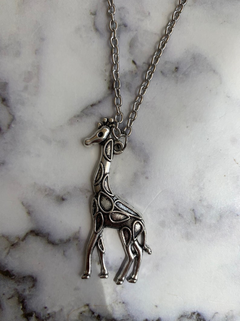 Giraffe necklace African necklace for herhim silver giraffe charm pendant and chain giraffe jewelry giraffe gift for her