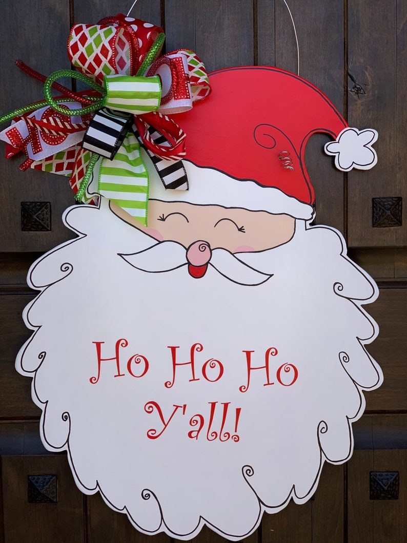 Santa Door Hanger Christmas Door Hanger Whimsy Door Decor Christmas Dec 5 DOLLAR SHIPPING LARGE HoHoHo Y/'all Ships Now Christmas Wreath