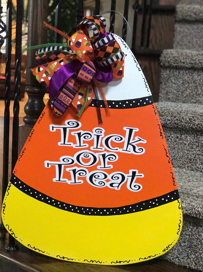 Halloween Door Hanger Candy Corn Door Hanger Halloween Etsy