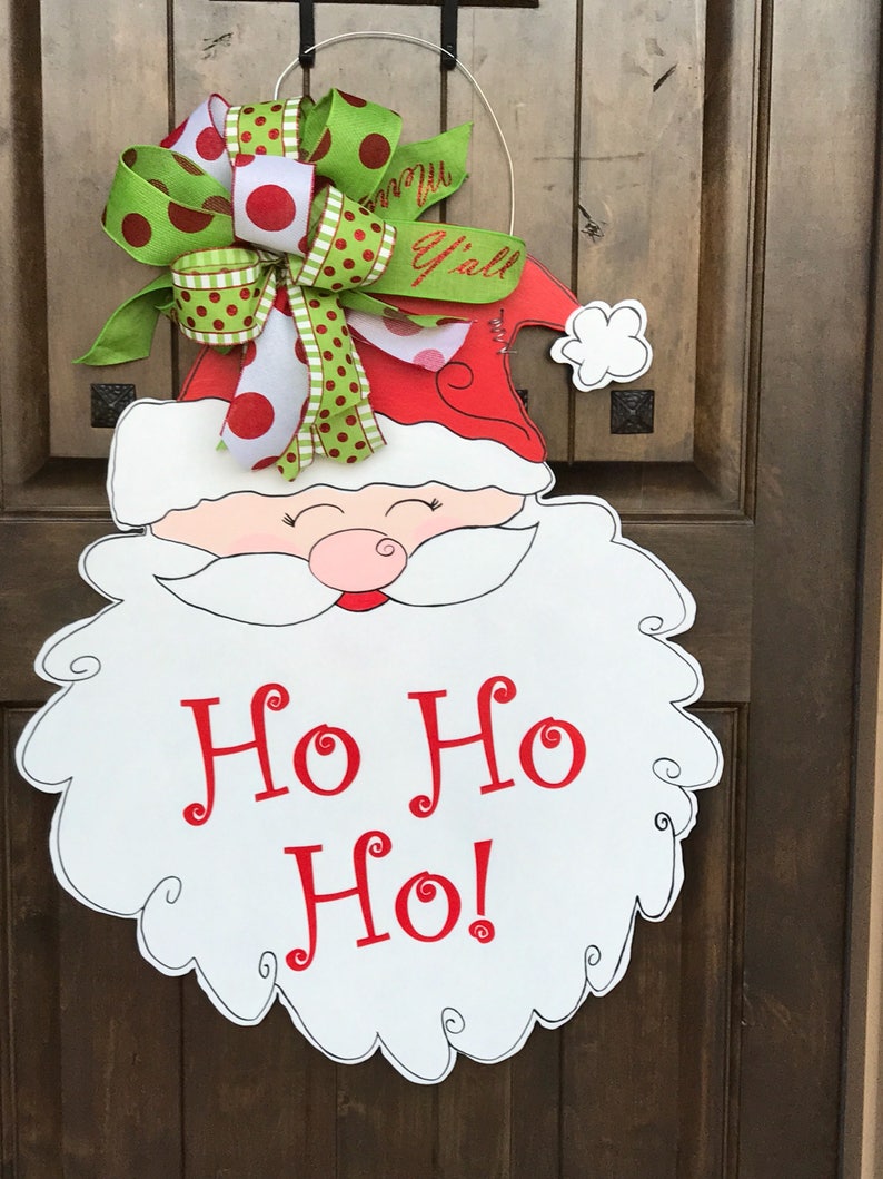 Santa Door Hanger Christmas Door Hanger Whimsy Door Decor Christmas Dec 5 DOLLAR SHIPPING LARGE HoHoHo Y/'all Ships Now Christmas Wreath