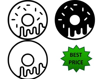Donut Doughnut SVG, Eps, Dxf, Pdf, Png, Donut Cut file Donut cutting file, Donut, Dxf Silhouette Cricut INSTANT DOWNLOAD,