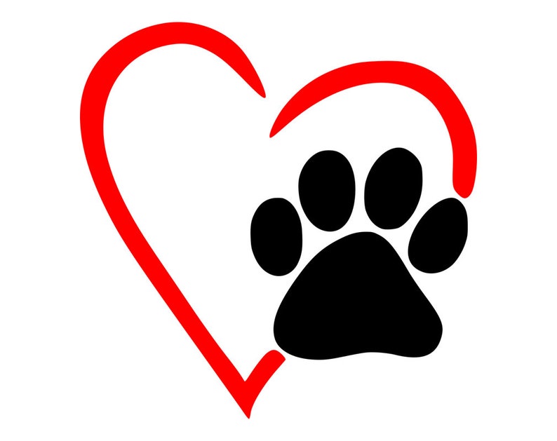 Download Paw Heart Svg Dog Cat Love Pet Graphics SVG Dxf EPS | Etsy