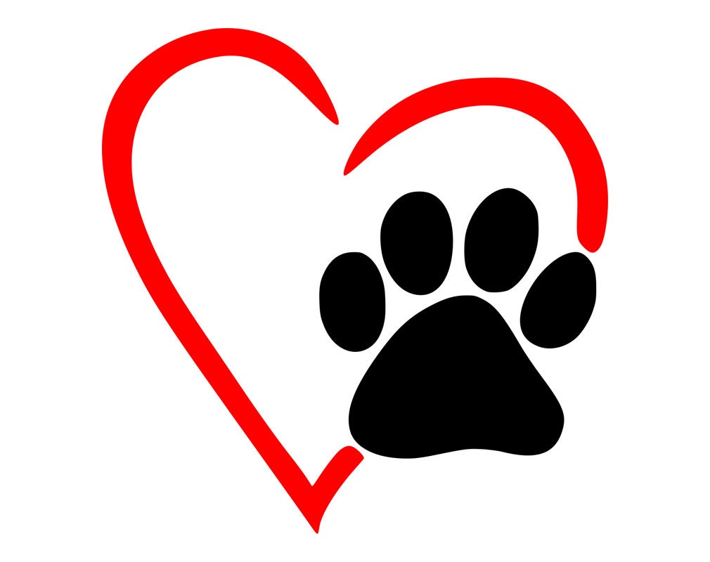 Download Free SVG Cut File - Heart Paw Prints Dog Cat Vinyl Decals Stickers...