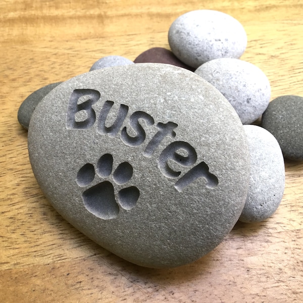 Pet loss stone dog memorial custom name stone engraved stone personalised pebble engraved name rock personalised pet stone  Pet grave marker