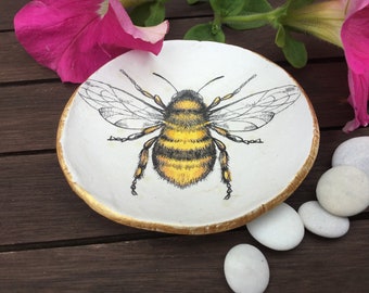 Bee ring dish bumble bee ring tray ring dish uk handmade ring tray gift for her gardner gift bee ring holder