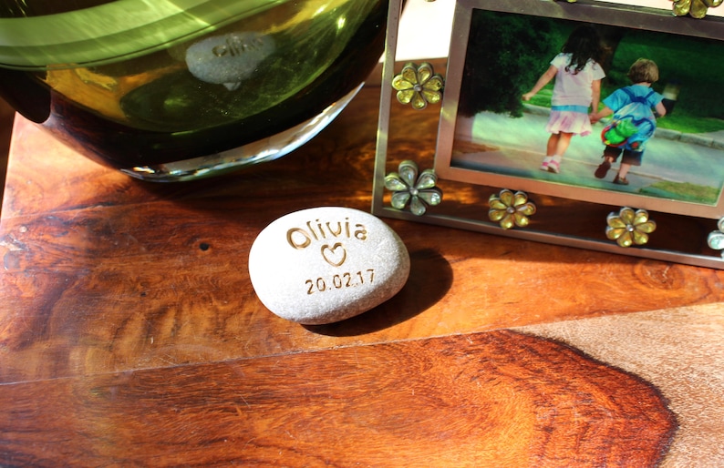 custom name stone engraved stone personalised pebble engraved name rock new baby gift personalised stone naming day gift new baby name rock image 2