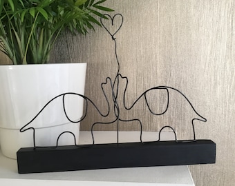 romantic gift elephant elephant anniversary shelf decor free standing wire word elephant ornament valentine gift her boyfriend gift