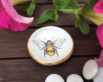 Mini bijen ring schotel Bijen ring schotel hommel ring tray ring schotel uk handgemaakte ring tray cadeau voor haar gardner gift bijen ring houder