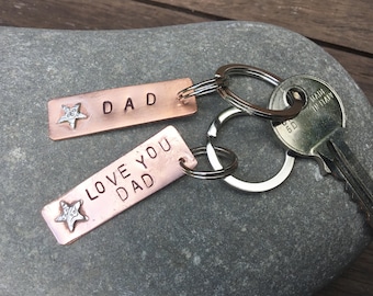 Dad keyring copper keyring copper anniversary dad gift dad keepsake dad keychain dad personalised keyring dad stocking stuffer recycled gift