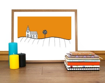 Pen & Ink Illustration Black and White Colour Landscape - Etsy