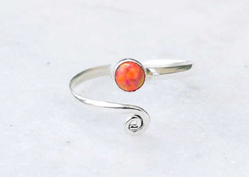 Foot Jewelry Orange Opal Toe Ring Foot Ring Band Toe Foot Accessories Sterling Silver Toe Ring Toe Rings Toe Ring Stone Toe Ring
