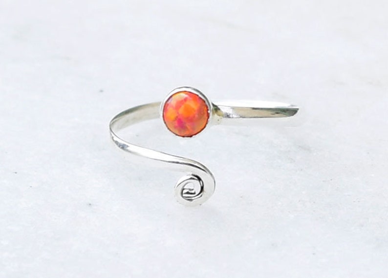 Foot Jewelry Orange Opal Toe Ring Foot Ring Band Toe Foot Accessories Sterling Silver Toe Ring Toe Rings Toe Ring Stone Toe Ring