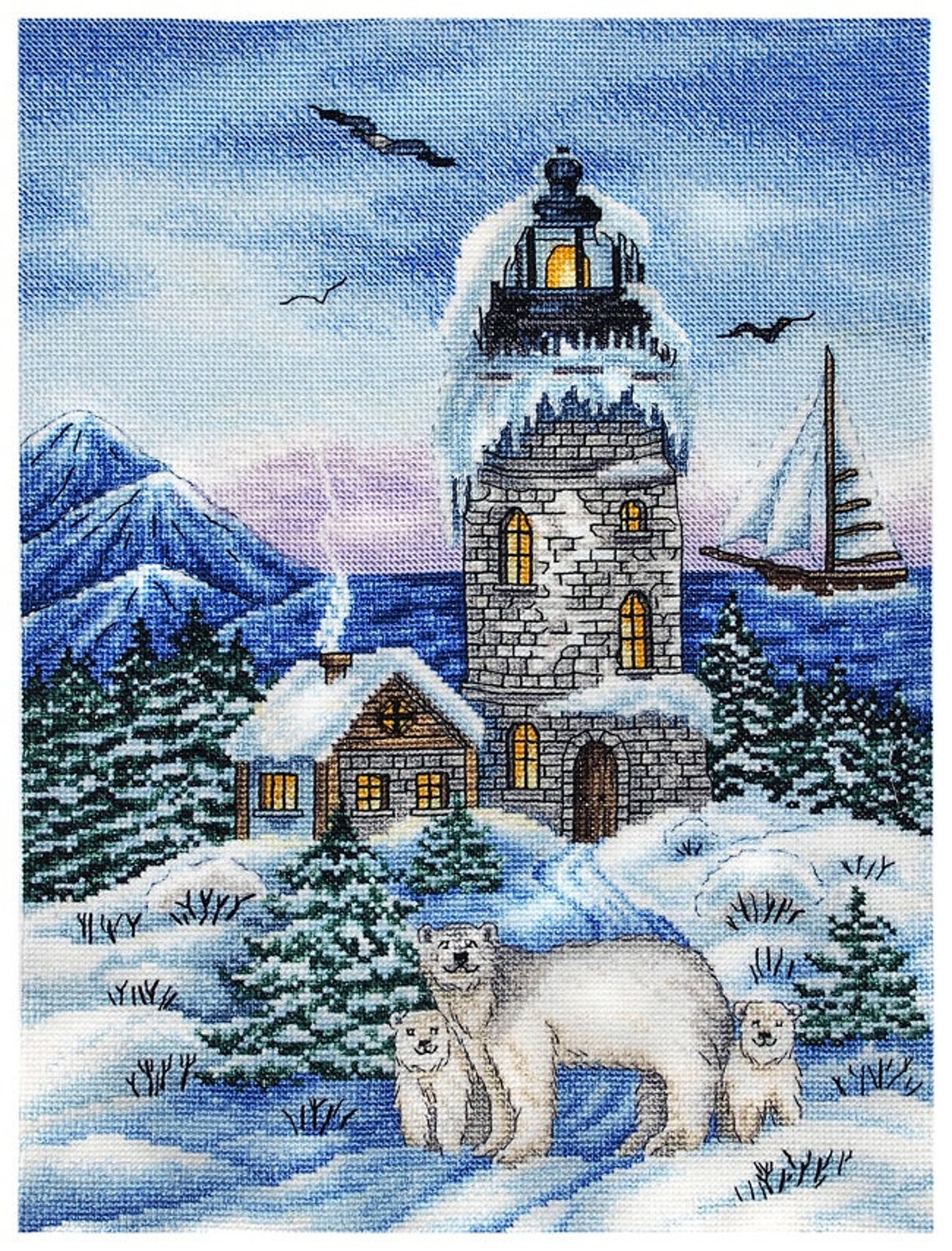 Landscape cross stitch kit Four seasons cross stitch | Etsy