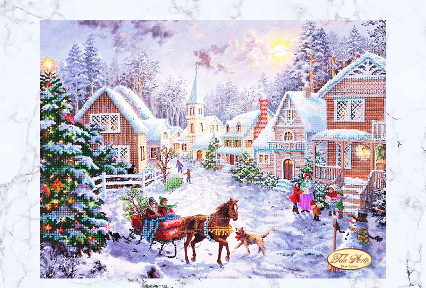 Christmas needlepoint kits Bead embroidery kit Stamped | Etsy