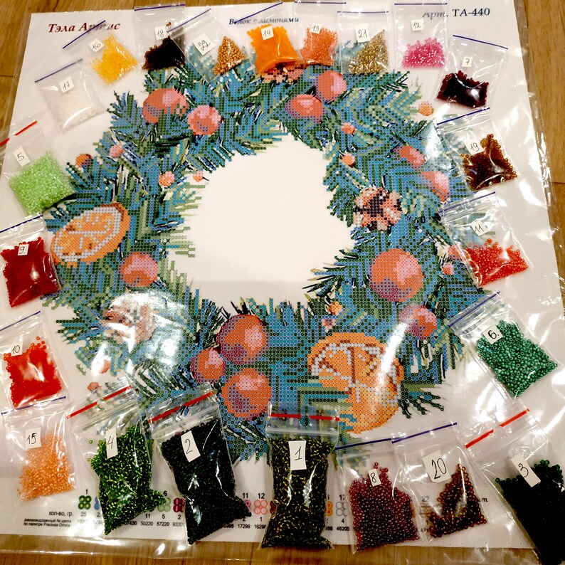 Christmas Wreath Embroidery Kit Needlepoint Kits Beaded Etsy