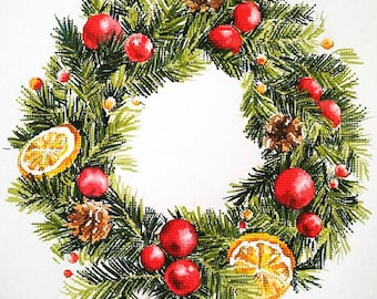 Christmas wreath embroidery kit, Needlepoint kits, Beaded cross stitch kit, Needlepoint canvas kits, Stamped needlepoint kit, Easy DIY kit