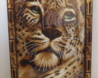 Incorniciato punto di ago, arredamento rustico parete, regalo di casa soggiorno, anniversario a ft per coppia, Animal african arredamento casa decorazione