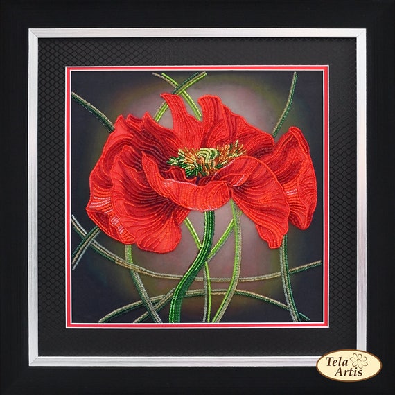 Fleur Broderie Dessins Broderie Coquelicot Graphique Rouge Coquelicot Broderie Kit Broderie Cadeau Danniversaire Couture Bricolage Home Decor