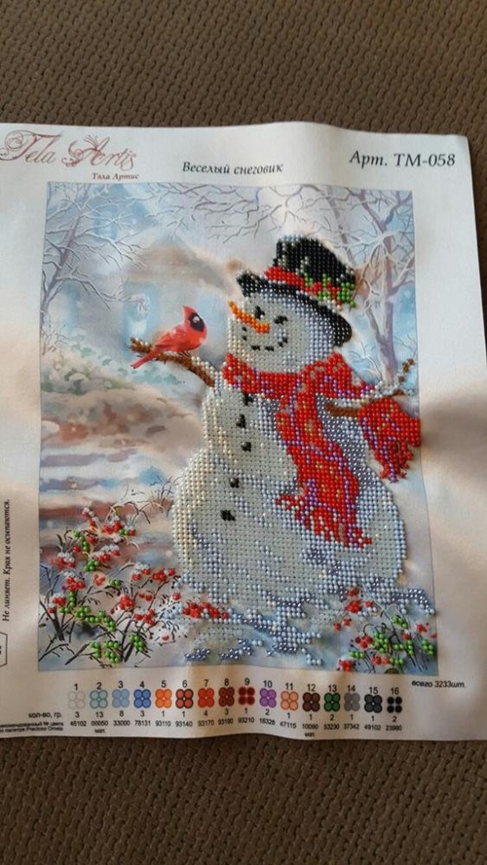 Bead Embroidery Kits, Christmas Needlepoint Kits, Beginner Needlepoint Kit, Snowman Embroidery