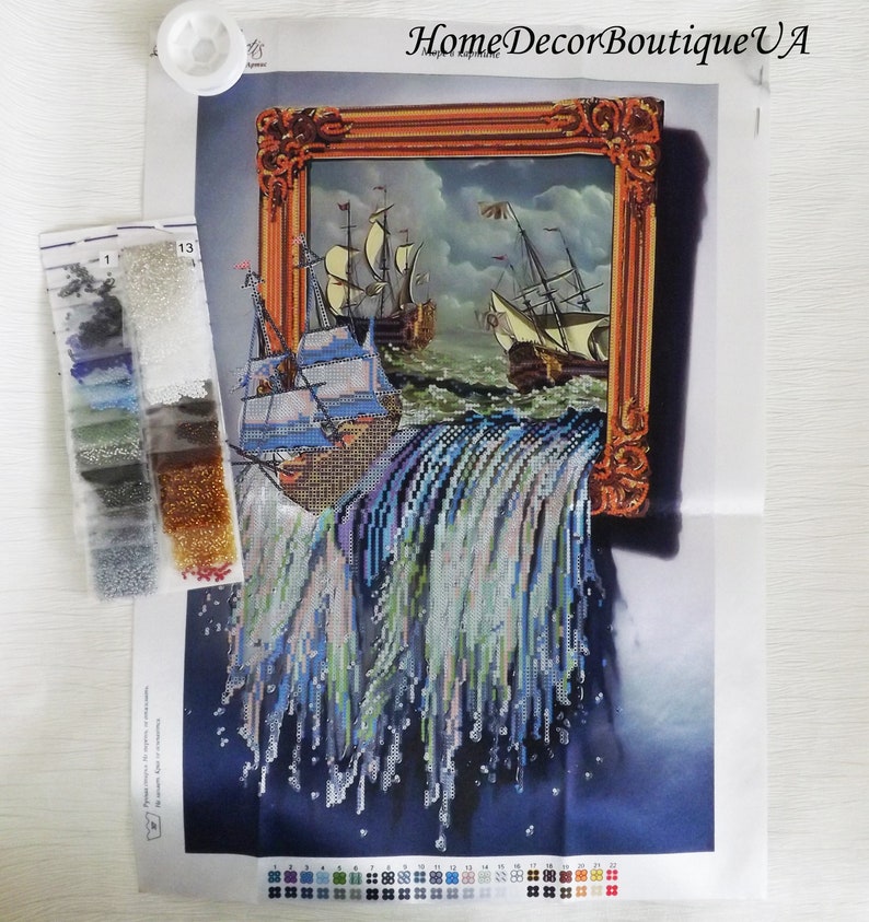 Sea Needlework Kit DIY Gift Seascape Embroidery Needlepoint Etsy