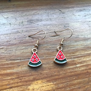Watermelon earrings, watermelon jewelry, earrings dangle, fruit dangle earrings, quirky earrings, fruit earrings, earrings fruit