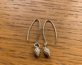 Silver earrings, dangle earrings, acorn earrings, sterling silver earrings, pinecone earrings, sterling silver dangle earrings, earrings
