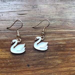Swan earrings, animal earrings, white swan, earrings animals, bird earrings gold, bird earrings, earrings bird, earrings, swan jewellery