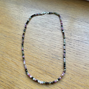 Tourmaline beaded necklace, tourmaline necklace, tourmaline jewellery, tourmaline, tourmaline pink necklace