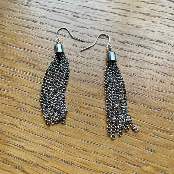 Earrings, silver earrings, silver dangle earrings, silver dangleearrings, tassel earrings, tassel earrings silver, dangle earrings