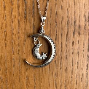 Moon necklace, moon necklace silver, necklace, celestial necklace, celestial necklace silver, celestial jewellery, celestial jewelry, moon