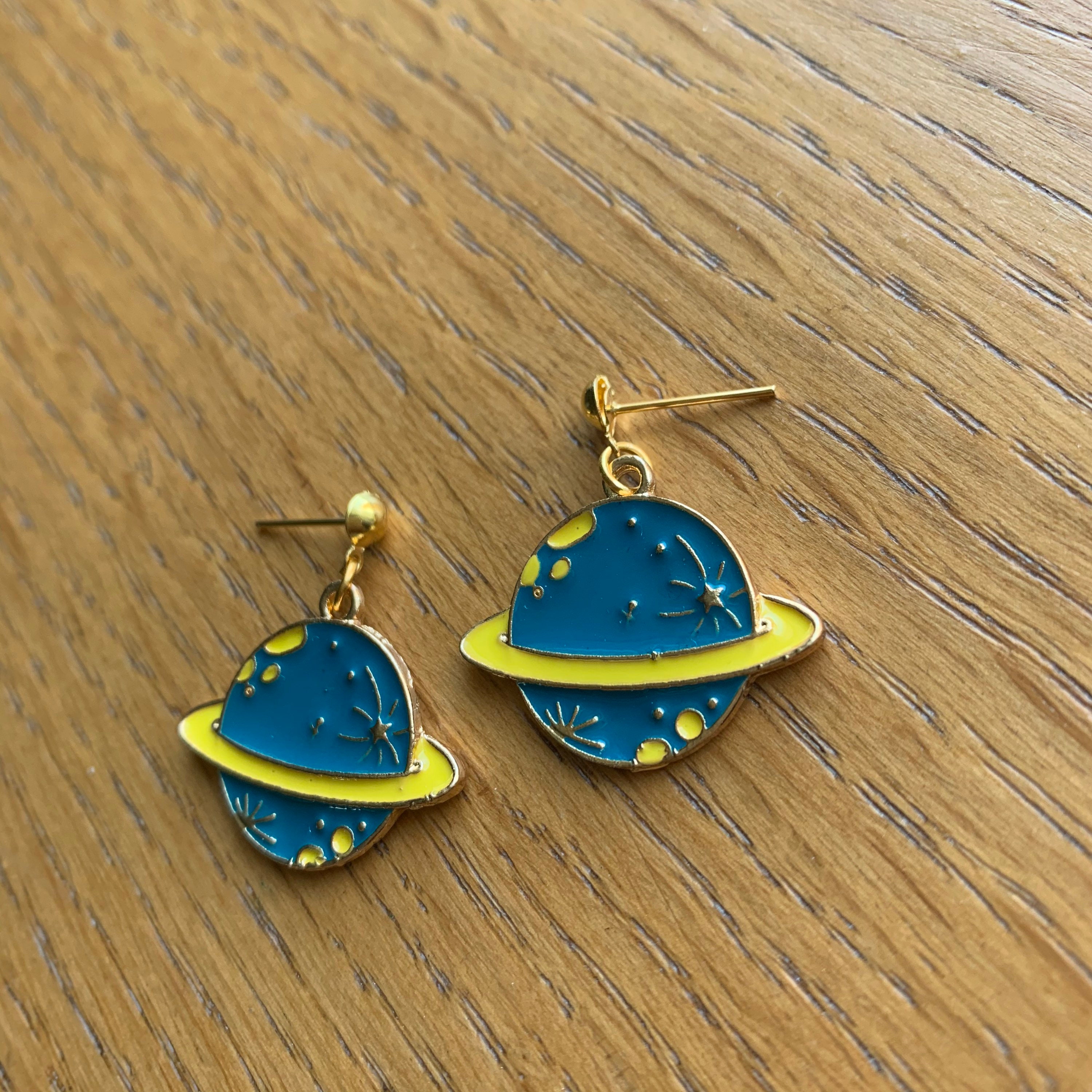 Earrings Space Earrings Gold Earrings Earrings Etsy