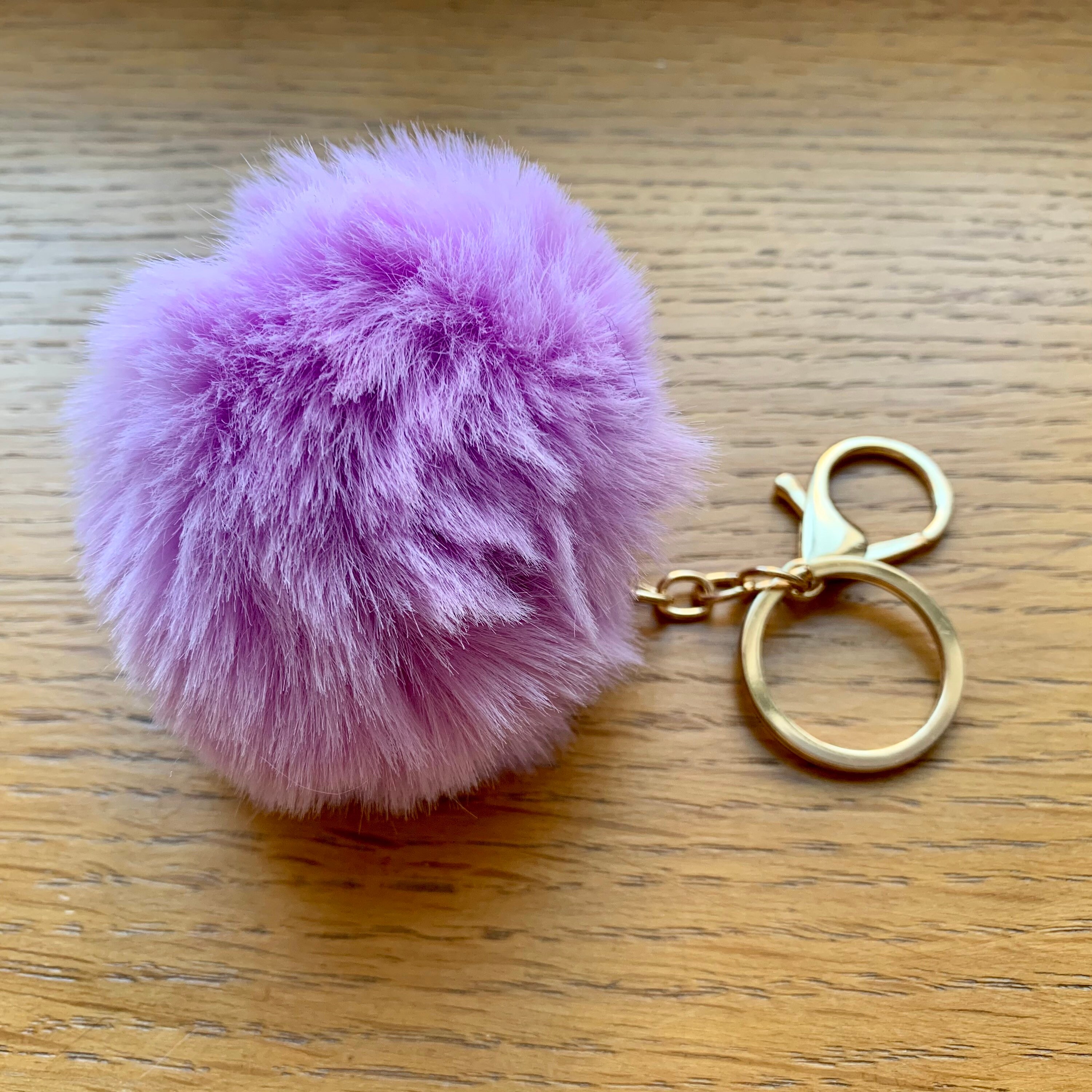 Fur Pom Pom Keyring Bag Charm Soft Fluffy Key Chain with English