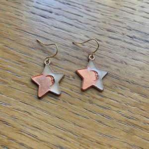 Star earrings, star earrings gold, gold star earrings, earrings star, gold dangle earrings, star jewellery, star jewelry, enamel earrings