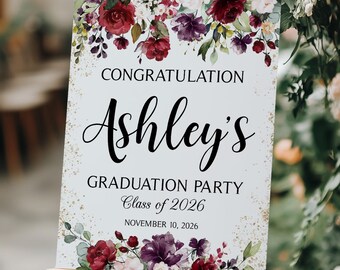Graduation Party Class of 2026 Welcome Poster Digital, Personalized Grad Party Decorations Download