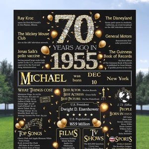 70er Geburtstag Poster, 70er Jahre Party, Geschenk für 70er Jahre Frau, 70er Jahre Geburtstag, Back in 1955, 70er Geburtstag Dekorationen