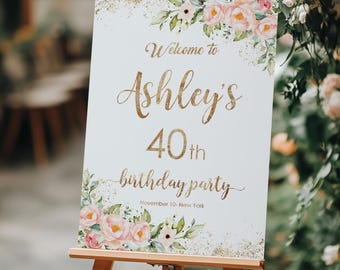 Letrero de bienvenida imprimible para el 40 cumpleaños, decoraciones para el 40 cumpleaños, letreros para la fiesta de 1986, decoración para 40 años de amor.
