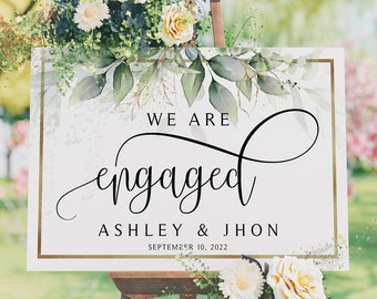 Floral Engagement Party Welcome Sign: Custom Names (Digital File)