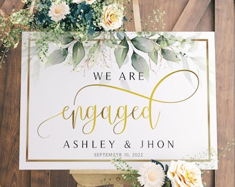 Floral Engagement Party Sign: Custom Welcome Poster (Digital File)