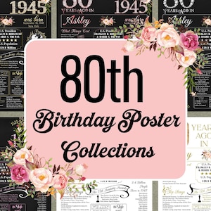 80th Birthday Poster Collections, Printable 80th Birthday Poster, Personalized 80th Birthday Poster, Custom 80th Birthday Poster Download