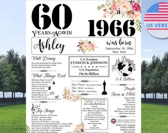60th Birthday for Women Decorations, 1966 The Year Your Were Born, 60 Years Old Poster