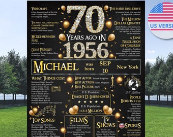 70th Balloon Birthday for Women, 1956 Birthday Board, 70 Years Ago Poster, 60th Banner