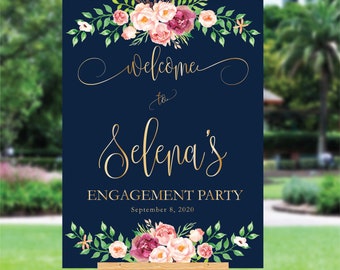 Engagement party signs, Engagement party poster, Engagement flower sign, Printable Engagement party decor sign, Engagement party poster