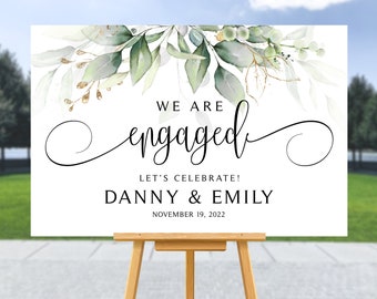 Engagement party sign, Engagement party poster sign, Engagement decors, Welcome Engagement sign, Engaged gift for couple, engaged ornament