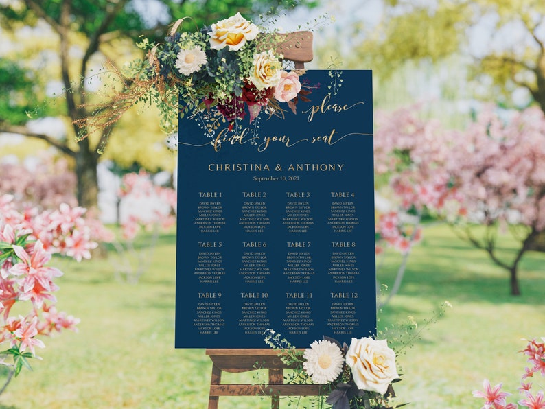 Wedding Seating Chart Reception Wedding Seating Chart Poster Etsy