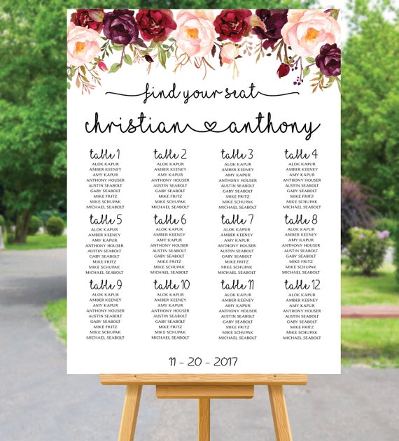 Shutterfly Wedding Seating Chart