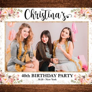 40th Birthday Photo Prop Frame, Birthday Frame Photo Booth, Wildflower Birthday Photo Prop,Birthday Party Photo Booth, Birthday Selfie Frame