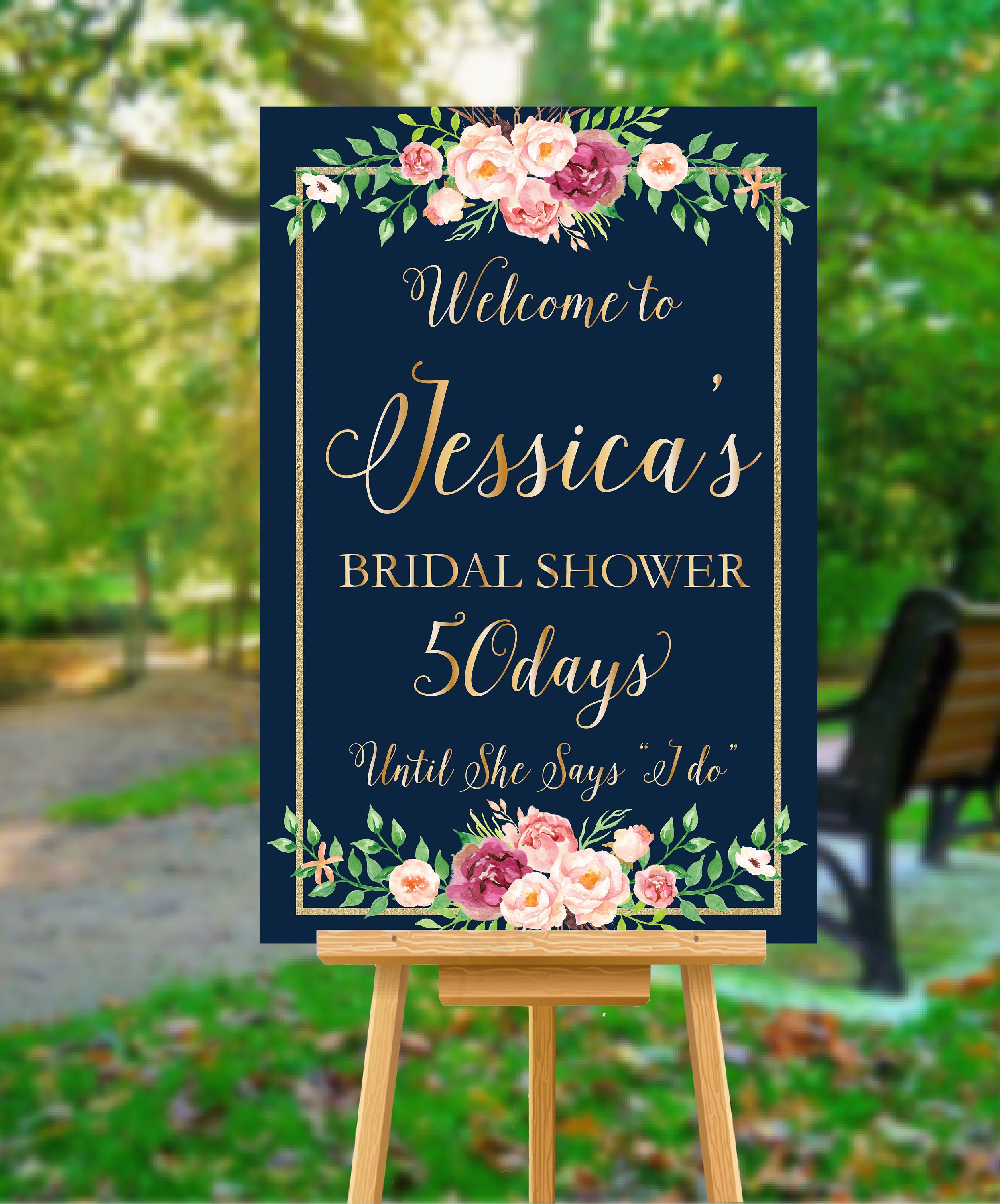 Bridal Signs Shower Signs Navy and Gold Etsy