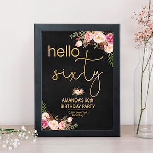 Hello Sixty 60th welcome sign | 60th birthday decorations | 60th birthday decoration | 60th poster sign | 60th sign | 60th welcome poster