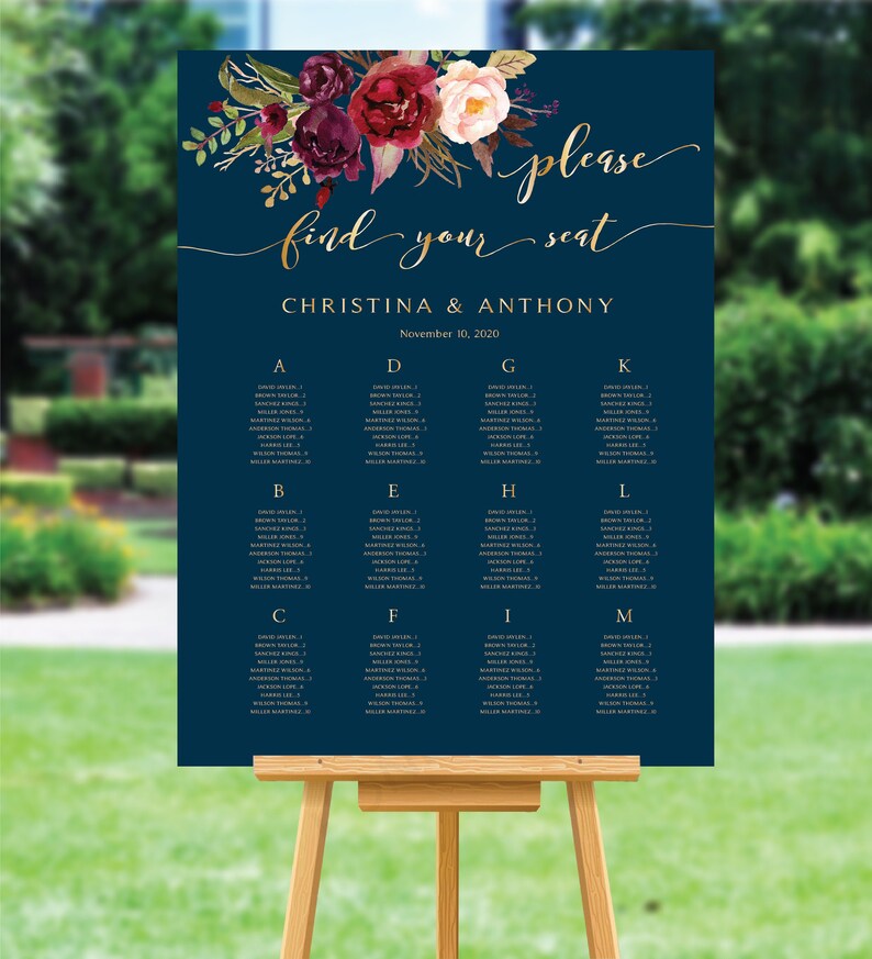 Wedding Seating Chart Reception Wedding Seating Chart Poster Etsy
